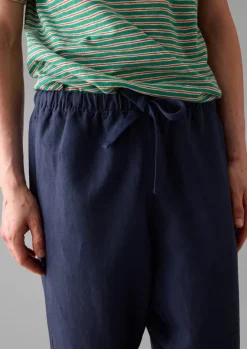 Loungewear|Trousers-TOAST Alfie Garment Dyed Herringbone Trousers DarkIndigo