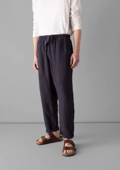 Trousers-TOAST Alfie Garment Dyed Linen Trousers Slate