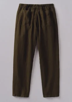 Linen|Trousers-TOAST Alfie Garment Dyed Linen Trousers Olive