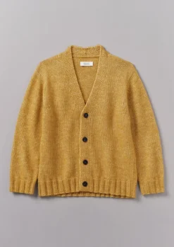 Knitwear-TOAST Alpaca Wool V-Neck Cardigan DijonYellow