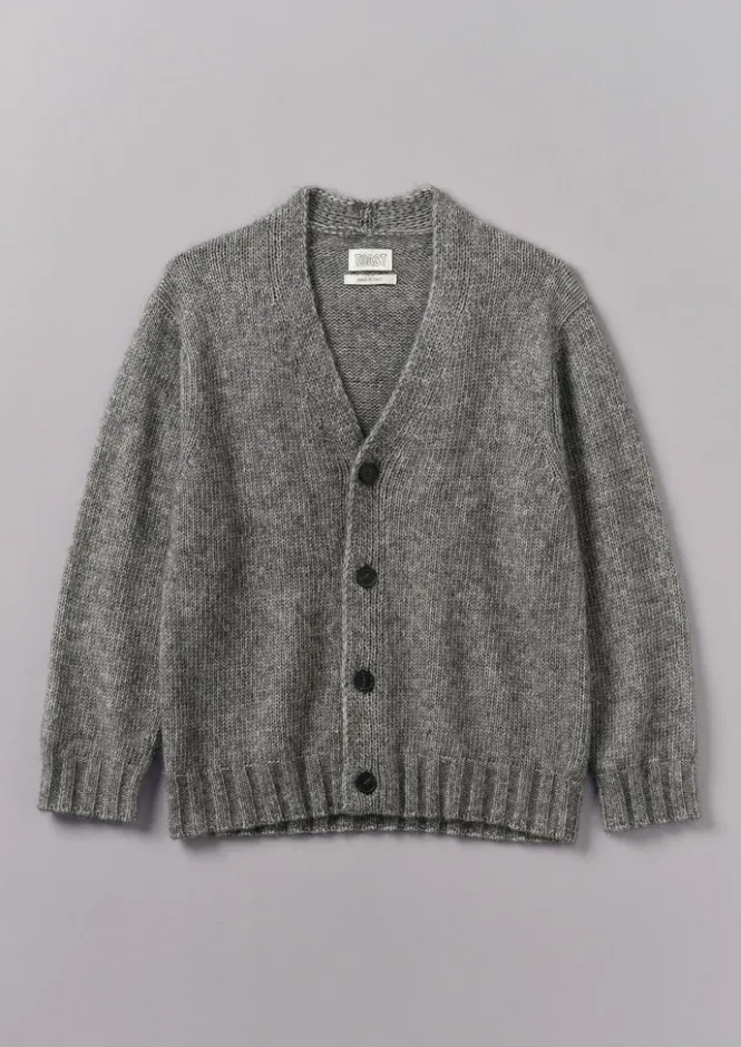 Knitwear-TOAST Alpaca Wool V-Neck Cardigan GreyMelange