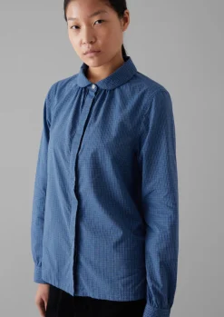 Shirts|Tops & Tees-TOAST Anja Check Cotton Shirt Slate/DarkCornflower