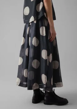 Skirts-TOAST Batik Dot Pleated Skirt Black/Ecru