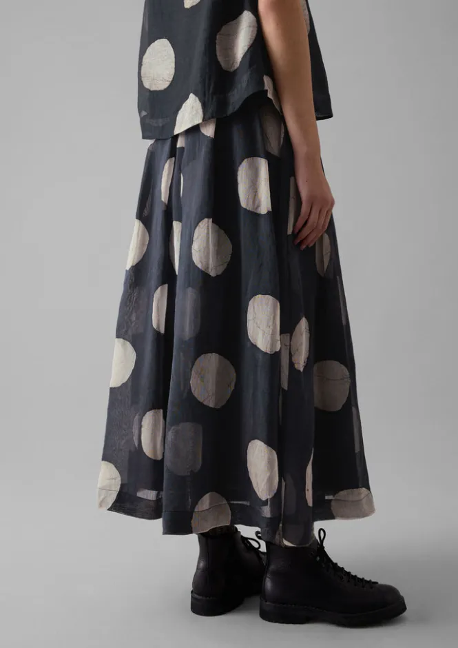 Skirts-TOAST Batik Dot Pleated Skirt Black/Ecru