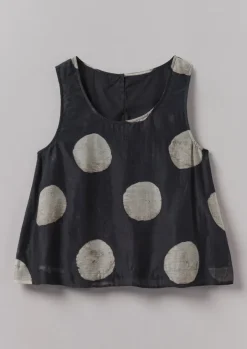 Tops & Tees-TOAST Batik Dot Print Tank Top Black/Ecru