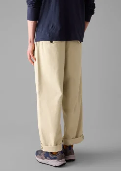 Trousers-TOAST Bill Cotton Wide Leg Trousers Stone