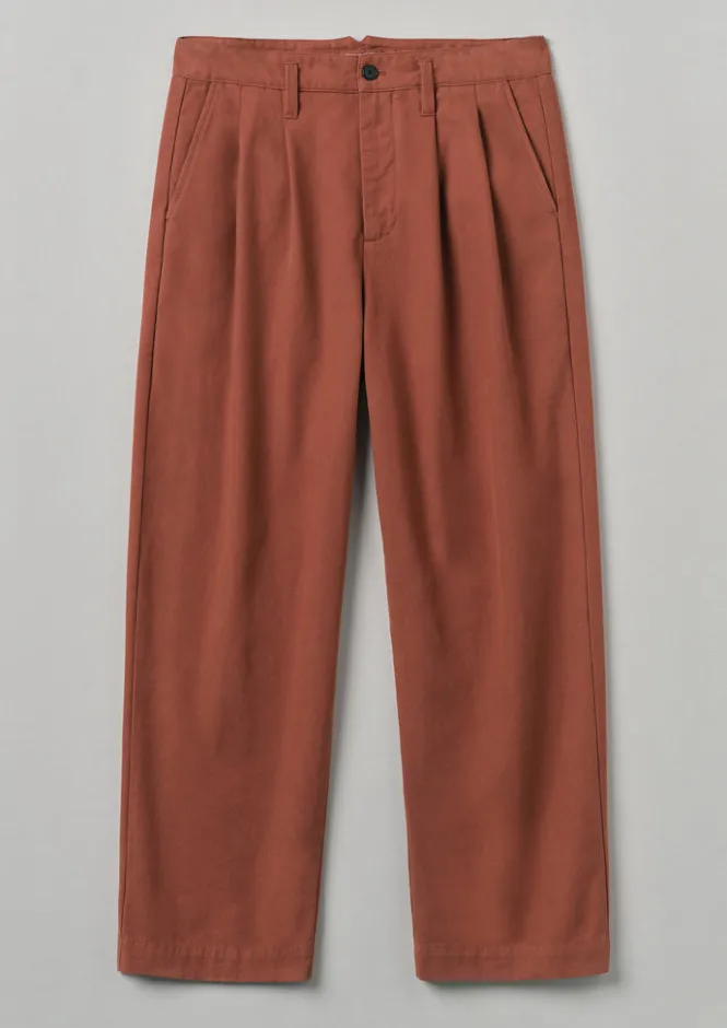 Workwear|Trousers-TOAST Bill Cotton Wide Leg Trousers RedGranite