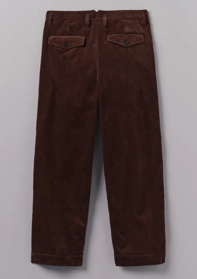 Cord|Trousers-TOAST Bill Organic Cord Wide Leg Trousers Chestnut