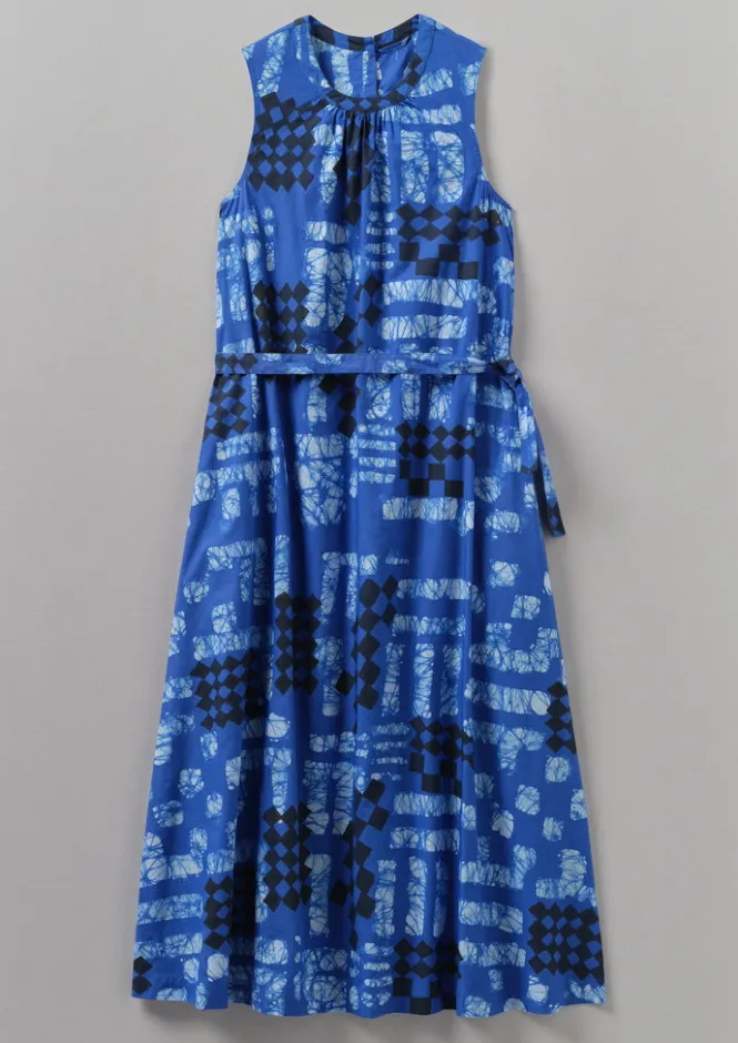 Dresses-TOAST Block Print Batik Poplin Dress AzuriteBlue
