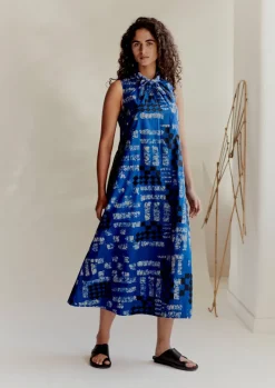Dresses-TOAST Block Print Batik Poplin Dress AzuriteBlue
