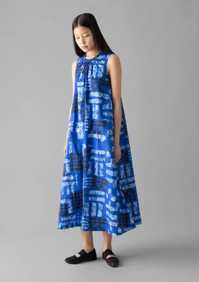Dresses-TOAST Block Print Batik Poplin Dress AzuriteBlue