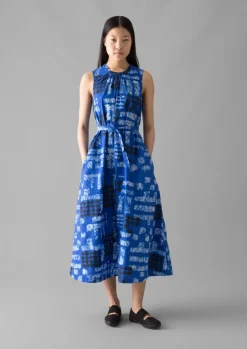 Dresses-TOAST Block Print Batik Poplin Dress AzuriteBlue