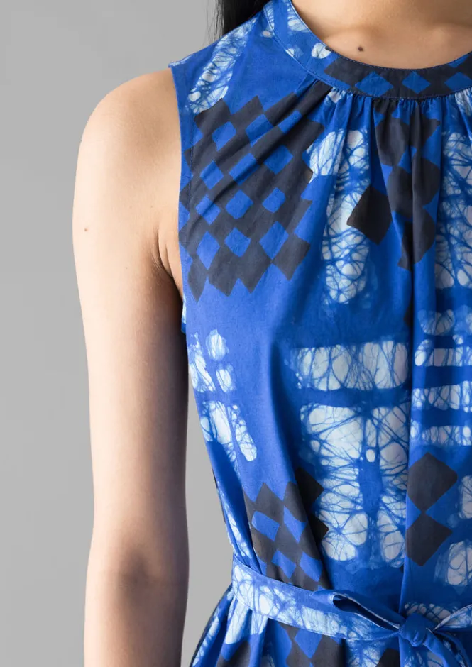 Dresses-TOAST Block Print Batik Poplin Dress AzuriteBlue