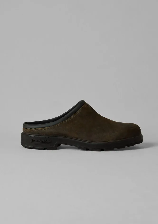 Shoes-TOAST Blundstone Waxed Suede Grip Clogs Olive