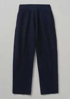Loungewear|Trousers-TOAST Boiled Wool Pull On Trousers Navy