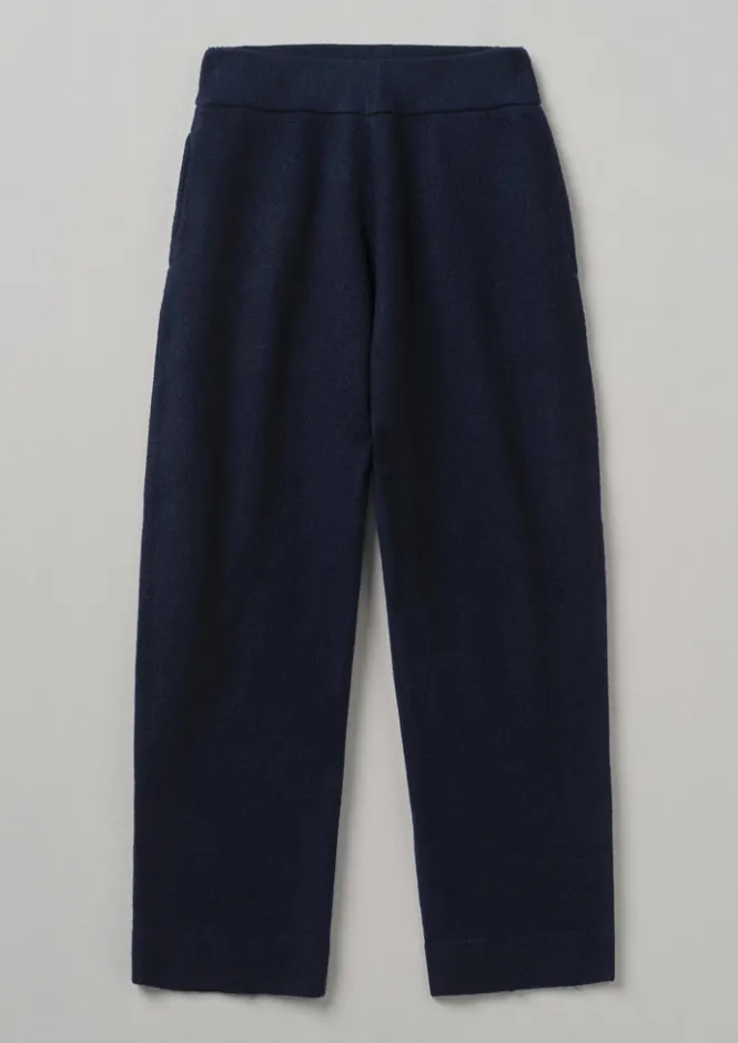 Loungewear|Trousers-TOAST Boiled Wool Pull On Trousers Navy