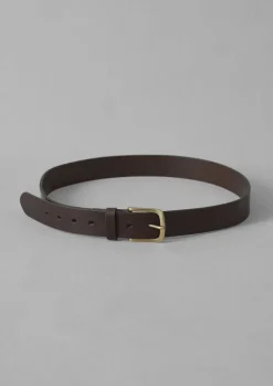 Bags & Belts-TOAST Brass Buckle Leather Belt DarkBrown
