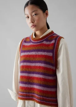 Knitwear-TOAST Brushed Alpaca Blend Stripe Tank AmethystMulti