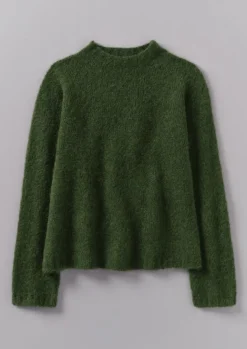 Knitwear-TOAST Brushed Alpaca High Neck Sweater MossGreen