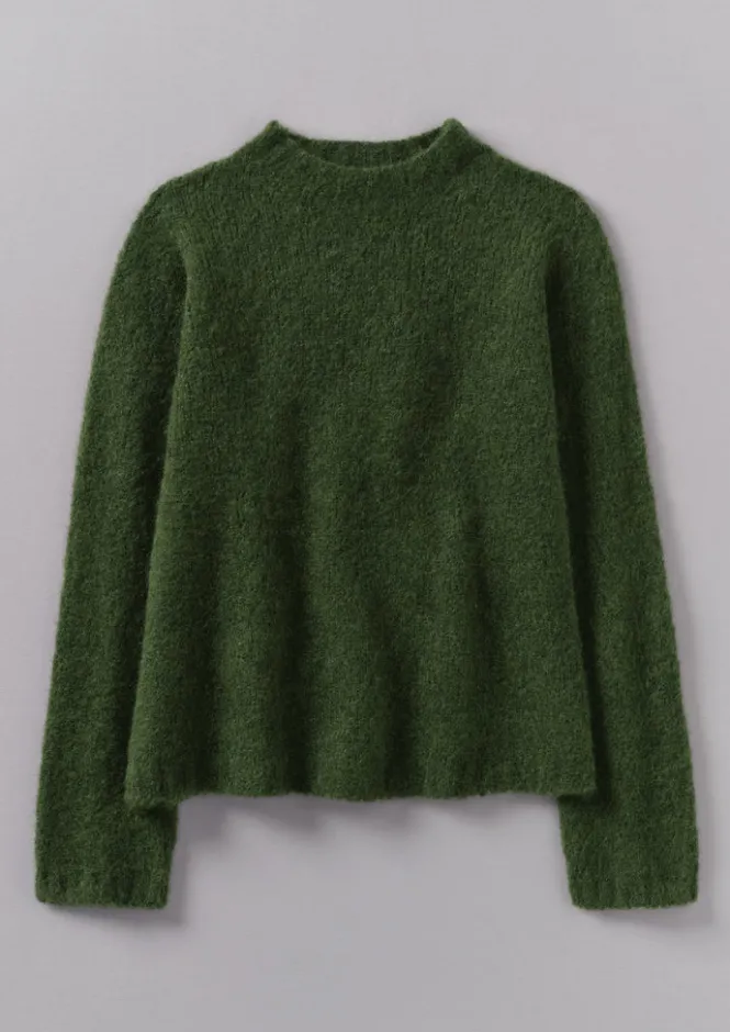 Knitwear-TOAST Brushed Alpaca High Neck Sweater MossGreen