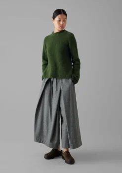 Knitwear-TOAST Brushed Alpaca High Neck Sweater MossGreen