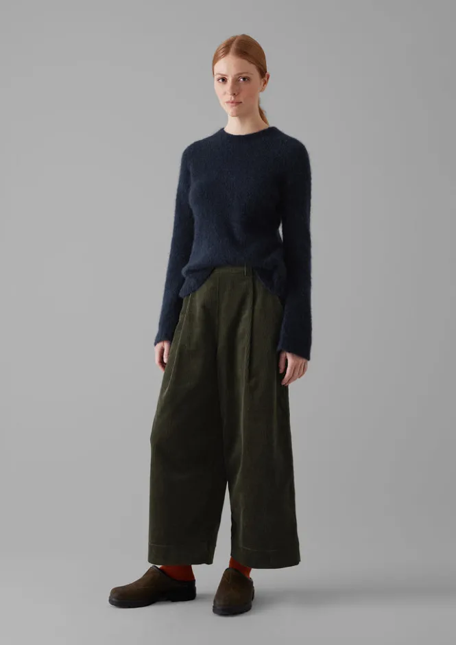 Knitwear-TOAST Brushed Alpaca High Neck Sweater Navy