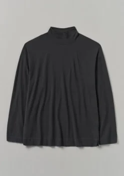 Loungewear|Tops & Tees-TOAST Brushed Cotton High Neck Lounge Top SoftCharcoal