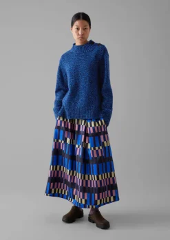 Knitwear-TOAST Button Shoulder Marled Donegal Wool Sweater BlueMarl