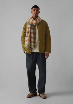 Hats, Scarves & Gloves-TOAST Check Boiled Wool Scarf Rust