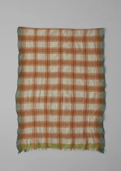 Hats, Scarves & Gloves-TOAST Check Boiled Wool Scarf Rust