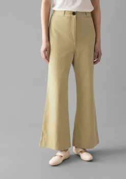Trousers-TOAST Cotton Canvas Kick Flare Trousers ShaleStone