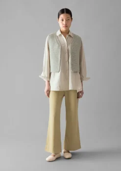 Trousers-TOAST Cotton Canvas Kick Flare Trousers ShaleStone