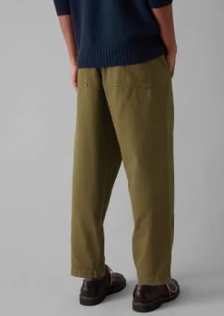 Trousers-TOAST Cotton Canvas Tapered Trousers WoodlandGreen