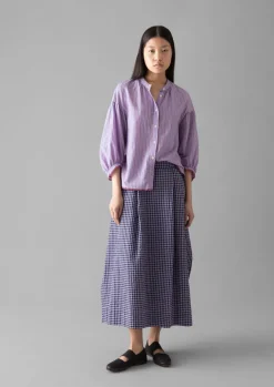 Skirts-TOAST Cotton Gingham Seersucker Skirt Lilac