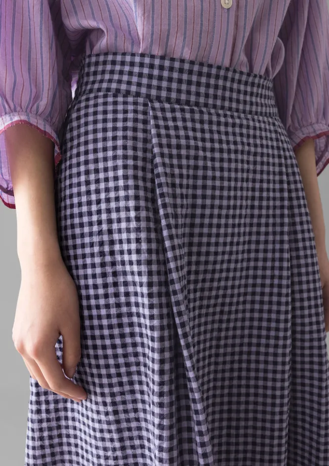 Skirts-TOAST Cotton Gingham Seersucker Skirt Lilac