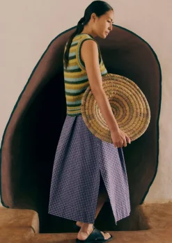 Skirts-TOAST Cotton Gingham Seersucker Skirt Lilac