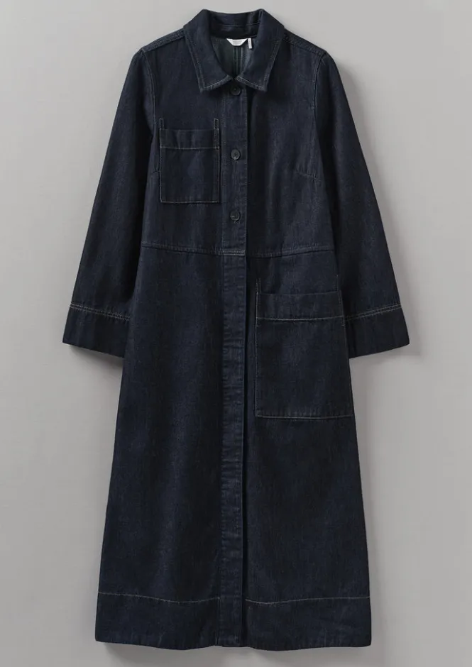 Denim|Workwear-TOAST Cotton Hemp Denim Dress Indigo