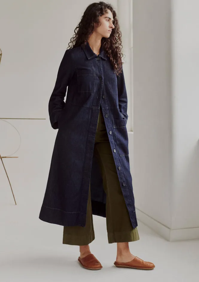 Denim|Workwear-TOAST Cotton Hemp Denim Dress Indigo