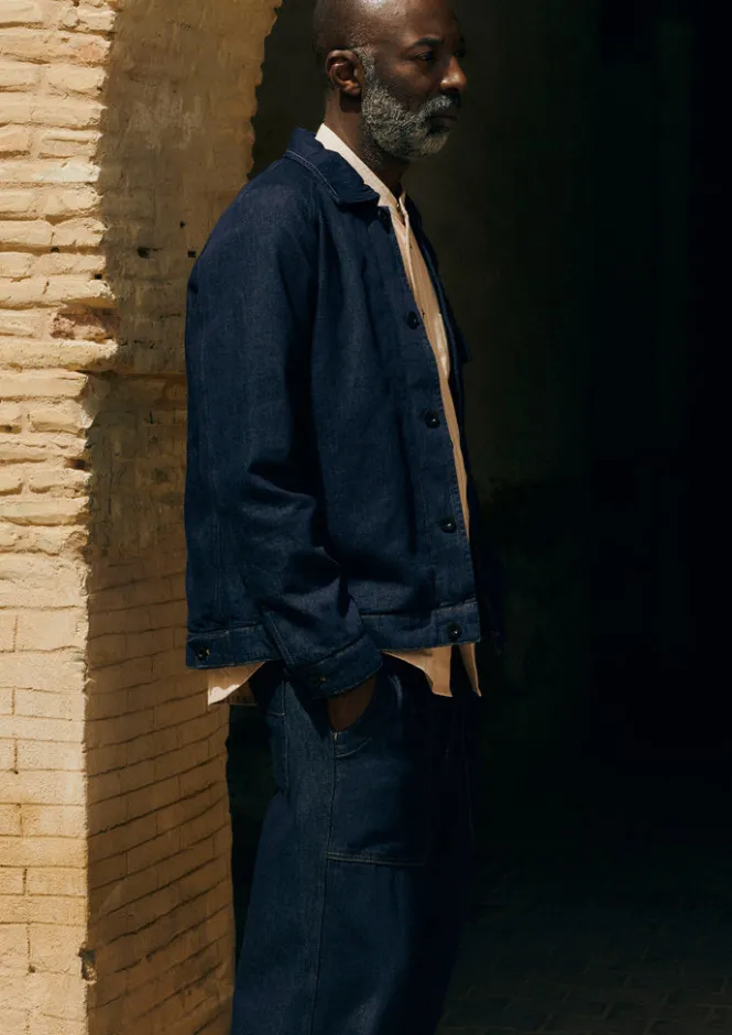 Denim|Workwear-TOAST Cotton Hemp Denim Jacket Indigo