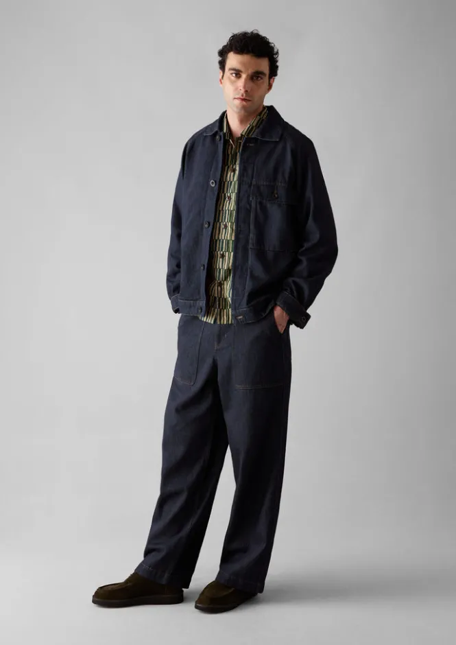 Denim|Workwear-TOAST Cotton Hemp Denim Jacket Indigo