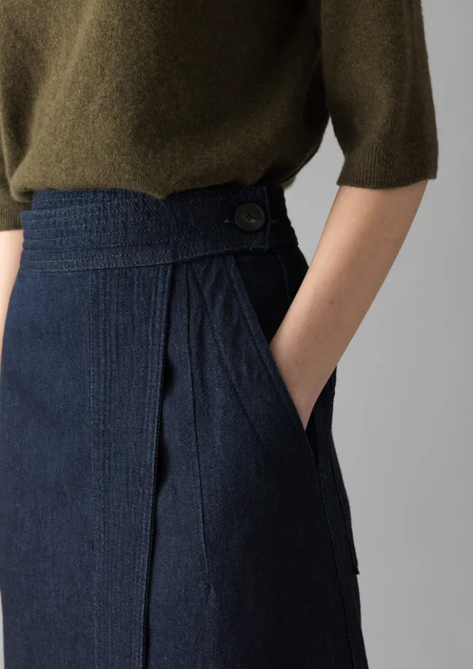 Denim|Skirts-TOAST Cotton Hemp Denim Wrap Skirt Indigo