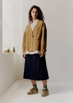Linen|Coats & Jackets-TOAST Cotton Linen Wrap Jacket GoldenSand
