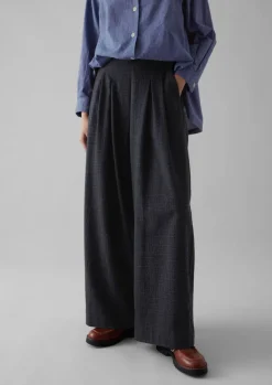 Trousers-TOAST Cotton Wool Pleat Front Trousers Carbon