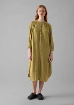 Nightwear|Loungewear-TOAST Crinkle Cotton Kaftan Nightdress SoftOlive