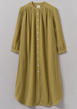 Nightwear|Loungewear-TOAST Crinkle Cotton Kaftan Nightdress SoftOlive