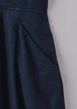 Jumpsuits|Trousers-TOAST Cross Front Twill Jumpsuit Indigo