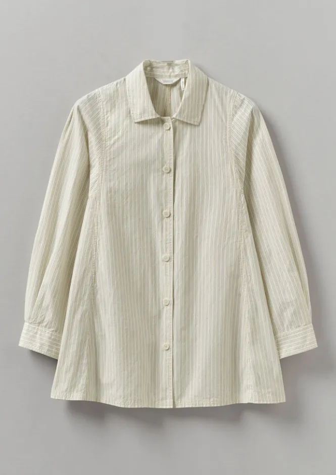 Shirts|Tops & Tees-TOAST Dash Stripe Cotton Shirt Ivory/GoldenOlive