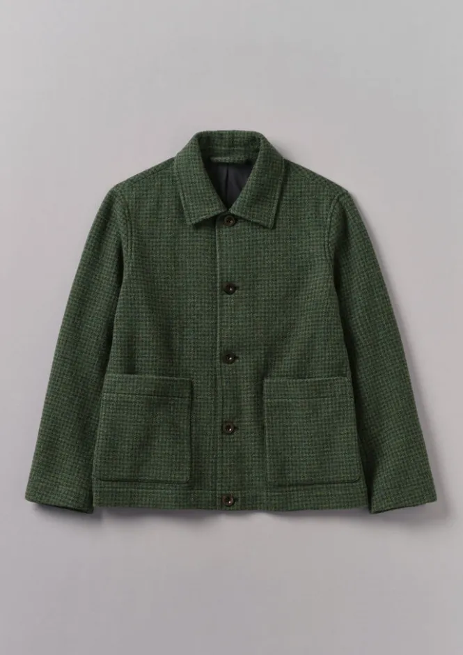 Coats & Jackets-TOAST Dogtooth Wool Chore Jacket ForestGreen