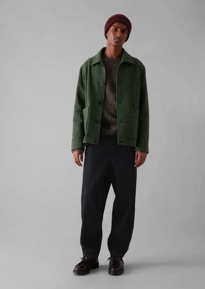 Coats & Jackets-TOAST Dogtooth Wool Chore Jacket ForestGreen