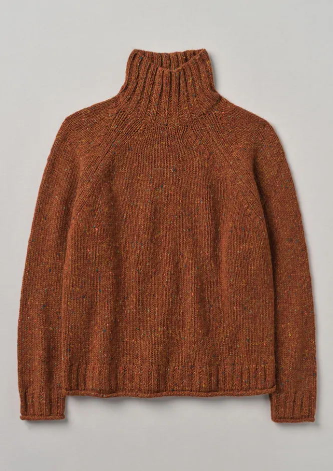 Knitwear-TOAST Donegal Roll Neck Sweater Copper